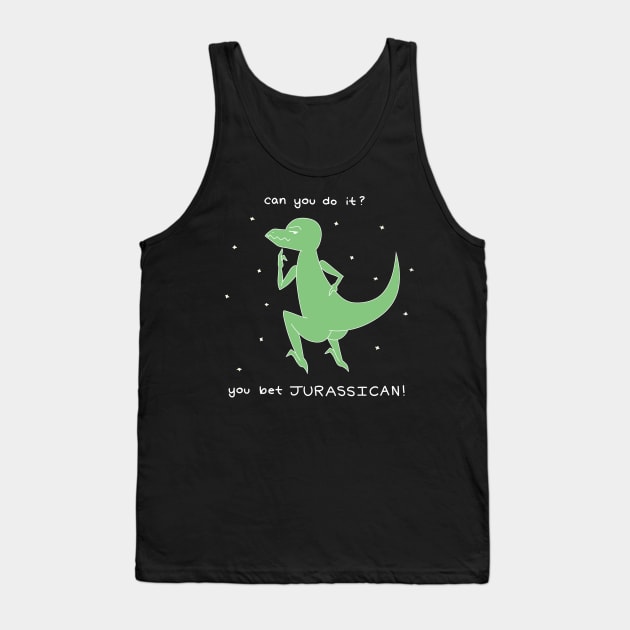 Jurassican Dinosaur White Tank Top by Cute and Simple